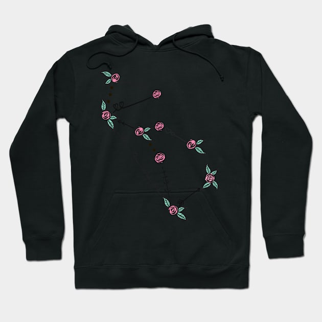 Lupus (Wolf) Constellation Roses and Hearts Doodle Hoodie by EndlessDoodles